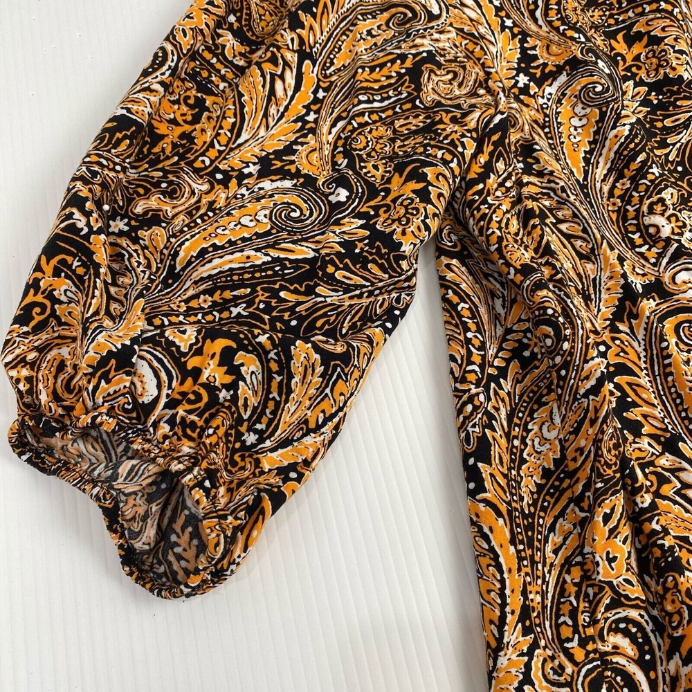 Tahari Women's Floral Blouse, Size 1X/1G 3/4 Sleeve Crew Neck Drawstring,Spring - Picture 7 of 13